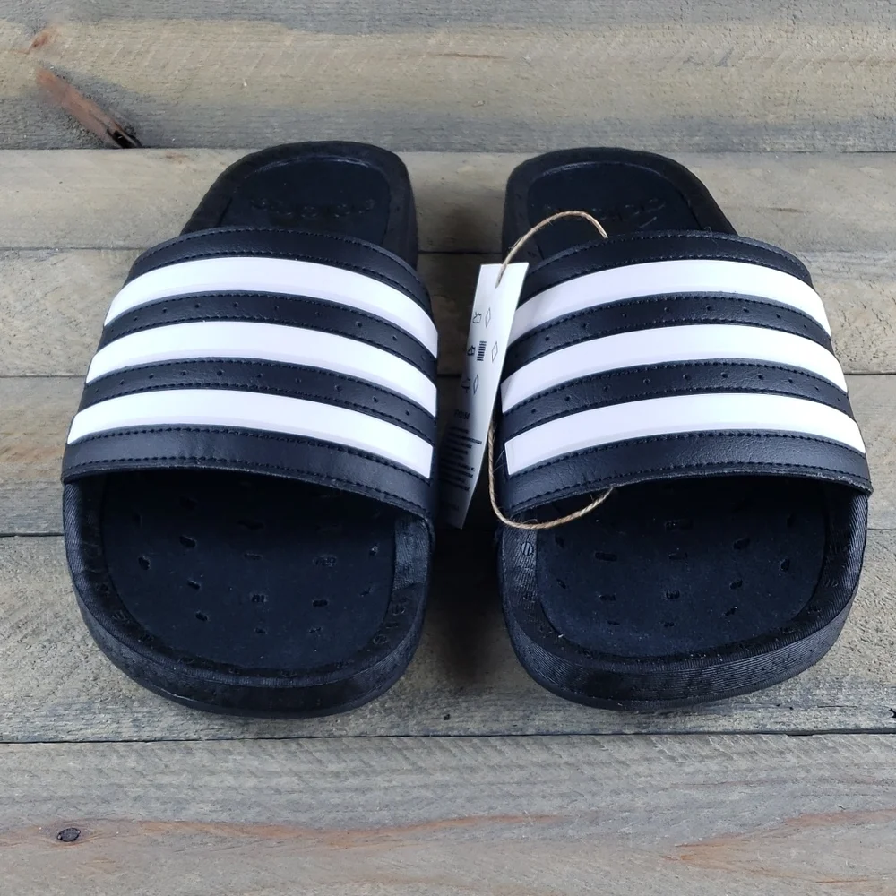 adidas Adilette Boost Men's Slides Sandals Black White Supreme Cushioning